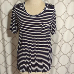 Brandy Melville Stripped Short Sleeve Pocket T-shirt Modal Stretch One Size